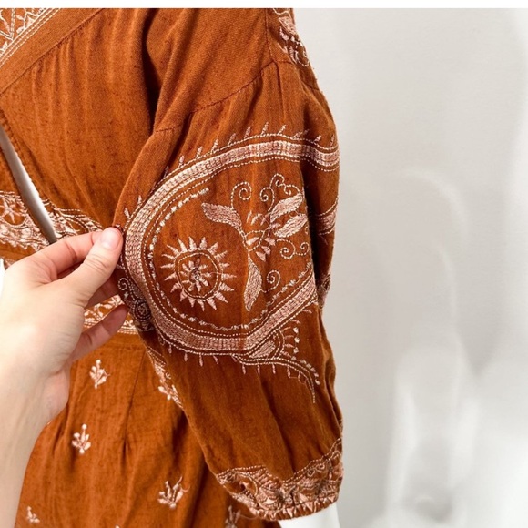 Free People Azalea v neck embroidered romper size s - Picture 6 of 8